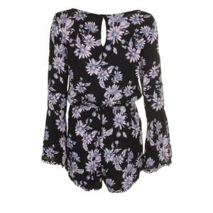 Black, Pink floral juniors jumpsuit